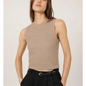 One Grey Day OGD Louise Sleeveless Knit Sweater Top - Stone Grey Beige